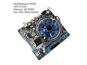 1 Set HM55 Dual core 4G DDR3 Memory Computer Motherboard I3 530CPU with Mute CPU Cooling Fan