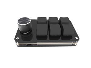 Portable Mini 6-Key Keyboard with 1 Knobs Programmable Keys Custom Shortcuts USB Mechanical Keyboard for Computer Music Plug and Play
