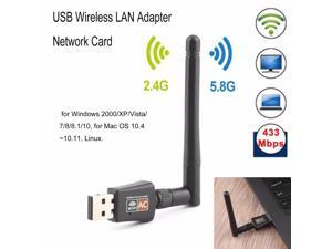 600Mbps USB Wifi Adapter Mini 802.11ac Dual Band 2.4G/5.8G High Gain 2dBi Antenna Wireless Network Adapter For Wi-Fi Dongle Support Windows 10 8 7 Vista XP 2000 Mac Os