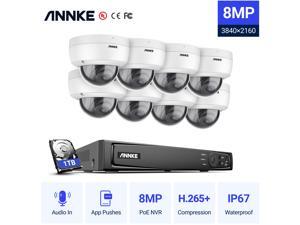 ANNKE 8MP 4K Ultra HD PoE Wired ONVIF H.265+ NVR Dome Security Camera System with Outdoor Indoor IP67 Weatherproof Cameras,1TB Hard Drive