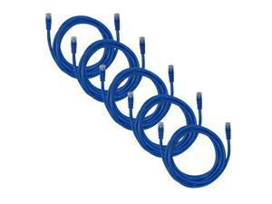 5-Pack Cat6a Network Ethernet Cable in Blue Snagless - 7 ft