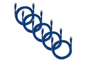 5-Pack Cat6a Network Ethernet Cable in Blue Snagless - 5 ft