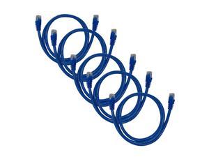5-Pack Cat6a Network Ethernet Cable in Blue Snagless - 3 ft