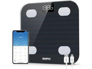 RENPHO USB Rechargeable Smart Digital Bathroom Scales, Bluetooth Body Fat Weight Scale, Body Composition Monitor Health Analyzer with Smart Phone App, 396 lbs, Black