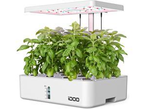 iDOO 12Pods Hydroponics Growing System, Indoor Garden with LED Grow Light, Plants Germination Kit, Built-in Fan, Automatic Timer, Adjustable Height Up to 11.3" for Home, Office