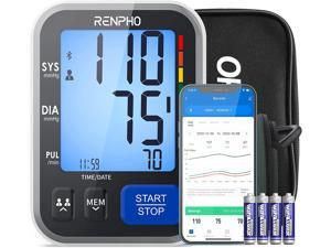 Bluetooth Blood Pressure Monitor, RENPHO Wireless Upper Arm BP Machine for Home Use Large Cuff, Accurate Digital Smart BP Cuffs with Large Display, 2-Users, App for iOS Android, Unlimited Memories
