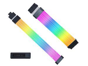 LIAN-LI STRIMER Wireless 24 Pin and LIAN-LI STRIMER Wireless 12+4pin (8 Light Guides) Addressable RGB GPU Power Extension Cable Combo,Included Wireless Transmitter
