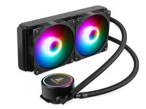 Segotep 240mm Radiator, Integrated CPU Liquid Cooler, CPU Water Cooler with Multi-Color RGB Lighting, Dual 120mm PWM Silent Fans, RGB Water Cooling System Water Cooling Kit for Intel/ AMD Segotep 240mm Radiator, Integrated CPU Liquid Cooler, CPU Water Cooler with Multi-Color RGB Lighting, Dual 120mm PWM Silent Fans, RGB Water Cooling System Water Cooling Kit for Intel/ AMD