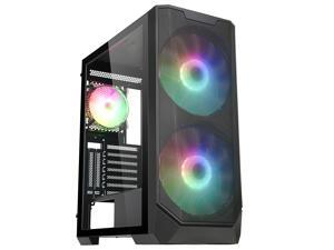 HiHOCH ATX Mid Tower Mesh Computer Gaming Case, with 2X20cm ARGB Fans,USB 3.0 Tempered Glass PC Case, M-ATX/ITX Fully Transparent Desktop Case, 8 Fan Positions, Support 120/240/280/360 Liquid Cooler HiHOCH ATX Mid Tower Mesh Computer Gaming Case, with 2X20cm ARGB Fans,USB 3.0 Tempered Glass PC Case, M-ATX/ITX Fully Transparent Desktop Case, 8 Fan Positions, Support 120/240/280/360 Liquid Cooler