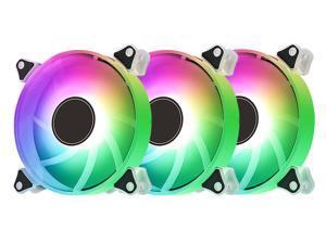 HiHOCH RGB Case Fans, 120mm PC Fans, Computer Case Fans, High Airflow Quiet 4 Pin Interface,  Hydraulic Bearing Silent Fans, 3 Pack