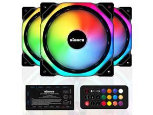 HiHOCH RGB PWM Case Fans with Muti-Functional Controller and Remote,5V 3 Pin ARGB Motherboard SYNC,120mm Hydraulic Bearing Silent Cooling PC Fans 3 Pack Black