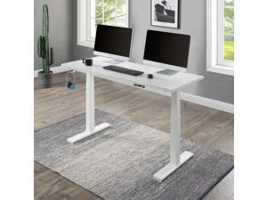 59" Home Office Height Adjustable Electric Standing Desk Modern Design Computer Table for Healthy Working White