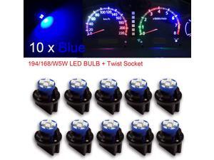 HYUGA10PCS T10 168 194 Led instrument Panel Dash Light Bulb 1/2" Twist Lock Socket -12V (Blue)