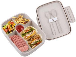 Lunch Box for Adults, Older Kids, BPA-Free, Made from Degradable Cereal Fiber, Can Use Safety in Microwave, Dishwasher (Has Fork and Spoon) Food Storage Containers 5 compartments