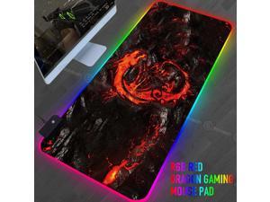 RGB Gaming Mouse Pad Large XL Red Dragon Pattern Computer Desk Mat Pad with LED Backlight For PC Laptop support Custom