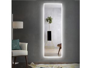 NeuType LED Mirror Full Length Mirror Bathroom Mirror with Lights Vanity Mirror Wall Mounted Mirror with Dimming Touch Switch, Waterproof (LED, 64" x 21")