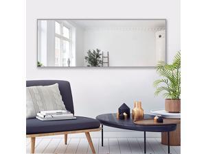 NeuType 65" x 22" Silver Full Length Mirror with Stand Floor Mirror Rectangle Wall Mounted Mirror Aluminum Alloy Frame