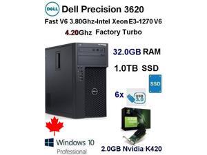 Dell Precision 3620 V6 SSD Workstation/Gaming PC(Fast 3.80Ghz@4.20Ghz V6 Xeon/32GB Ram/1.0TB SSD/2.0GB Nvidia-K420 Dell Precision 3620 V6 SSD Workstation/Gaming PC(Fast 3.80Ghz@4.20Ghz V6 Xeon/32GB Ram/1.0TB SSD/2.0GB Nvidia-K420