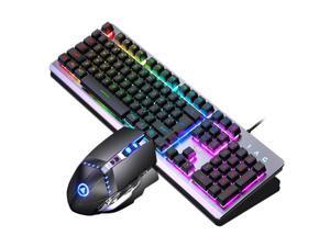 Hsunny K002 Wired Gaming Keyboard and Mouse Combo LED Rainbow Backlit Gaming Keyboard RGB Gaming Mouse for Windows PC Gamers (Black) Hsunny K002 Wired Gaming Keyboard and Mouse Combo LED Rainbow Backlit Gaming Keyboard RGB Gaming Mouse for Windows PC Gamers (Black)