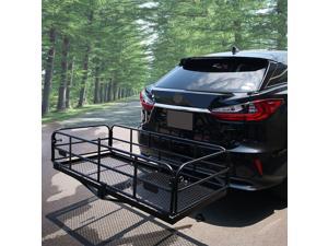 400 Lbs Heavy Duty Hitch Mount Cargo Carrier 60" x 24" x 14.4" Folding Cargo Rack Rear Luggage Basket Fits 2" Receiver for Car SUV Camping Traveling
