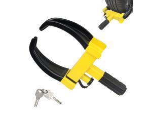 Wheel Clamp Lock Universal Security Tire Lock Anti Theft Lock Max 10" Tire Width and 7" Reach for Trailers SUV Boats ATV's Motorcycles Golf Cart Bright Yellow/Black 2 Keys