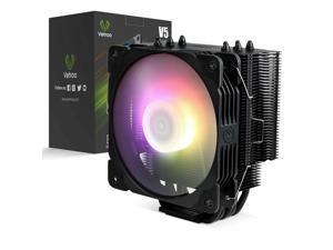 Vetroo L5 Black Low Profile CPU Air Cooler for Intel/AMD w/ 5 Heatpipes and 120mm Quiet PWM Fan 