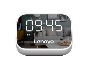 Lenovo TS13 Wireless Bluetooth Speaker Alarm Clock LED Digital Multifunction Speaker Stereo Surround Desktop Loudspeaker Built-In Mic Bedroom Bedside Wake Up Clock (White)