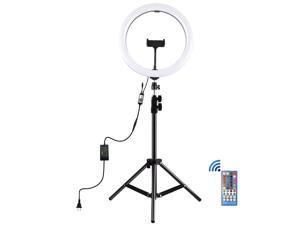 PKT3050 11.8 inch RGBW Dimmable LED Ring Light for Vlogging Selfie Photography Video Broadcast Live with 110cm Tripod Mount