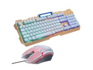 T21 Wired Mechanical Keyboard & Mouse Set 104 Keys RGB Backlight Gaming Keyboard with Phone Holder 1600dpi Mouse