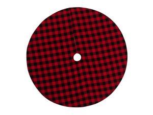 Christmas Tree Skirt Non Woven Fabric Black And Red Plaid Christmas Tree Mat Christmas Gift Holder For Home Party Decoration