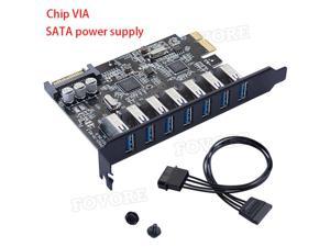 USB 3.0 7 Port PCI-E Express card with a 15pin SATA Power Connector USB 3 PCIE Adapter VL805 and VL812 chipsets