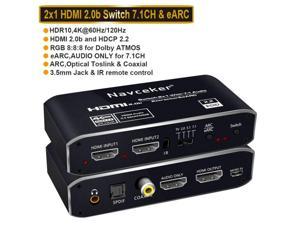 2x1 4K 120Hz  Switch eARC Audio Extractor ARC Optical Toslink  2.0 Switch 4K 60Hz  Switcher Remote for Apple TV PS4