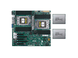 Supermicro H11DSi Motherboard E-ATX mainboard REV 2.0 + 2x AMD EPYC 7601 CPU processor Up to 3.2GHz SP3 , total 64 Cores 128 Threads , 16 DIMM sockets ,2x PCIe 3.0 x16 ,3x PCIe 3.0 x8