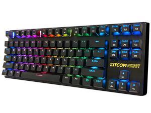 TKL RGB Mechanical Gaming Keyboard KITCOM NK60T Linear/Quiet-Red Switch Fast Actuation Compact 87 Keys Tenkeyless Detachable USB Type-C NKRO Computer Laptop Wired Keyboard for Windows PC/MAC Gamers