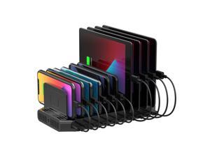 Unitek USB Charging Station, 10 USB Fast Ports Charge Docking Station and Adjustable Dividers, Multi Device Charger Organizer Compatible with iPad, iPhone, Tablet and Cell Phone