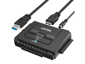 Unitek USB 3.0 to IDE and SATA Converter External Hard Drive Adapter Kit for Universal 2.5/3.5 HDD/SSD Hard Drive Disk, One Touch Backup Function and Restore Software, Included 12V/2A Power Adapte