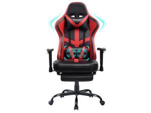 Dowinx Gaming Chair Office Desk Chair With Massage Lumbar Support Type Vintage Style Armchair Pu Leather E Sports Gamer Chairs With Retractable Footrest Ivory Newegg Com