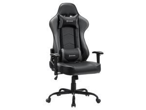 Von racer Massage Gaming Chair Racing Computer Desk Office Chair Swivel Ergonomic Executive Bonded Leather Chair with Headrest Footrest and Adjustable Armrests Black