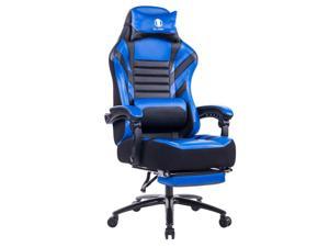 Killabee Big and Tall 400lb Massage Memory Foam Gaming Chair - Adjustable Tilt, Back Angle and Flip-Up Arms,High-Back Leather Racing Executive Computer Desk Office Chair, Metal Base
