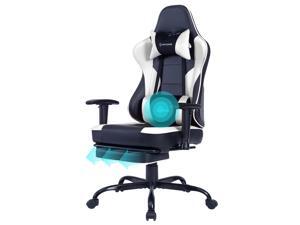 VON RACER Massage Gaming Chair - High Back Racing PC Computer Desk Office Chair Swivel Ergonomic Executive Leather Chair with Footrest and Adjustable Armrests (White) VON RACER Massage Gaming Chair - High Back Racing PC Computer Desk Office Chair Swivel Ergonomic Executive Leather Chair with Footrest and Adjustable Armrests (White)