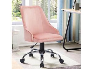 REFICCER Home Office Chair 180lbs Adjustable Upholstered Computer Desk Chair Swivel Living Room Chair for Office Leisure, Bedroom (Pink)