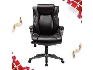 VANBOW Memory Foam 250lbs Executive Office Chair, Adjustable Lumbar Support Tilt Angle Swivel PU High-Back Computer Task Desk Chair for Office Home