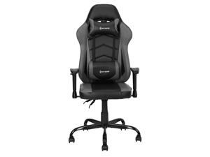 VON RACER PU Leather Gaming/Racing Style Ergonomic High Back Chair with Removable Neck Rest and Adjustable Back Cushion (Grey)