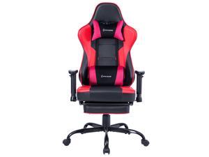 VON RACER Massage Gaming Chair - High Back Racing PC Computer Desk Office Chair Swivel Ergonomic Executive Leather Chair with Footrest and Adjustable Armrests(Red)