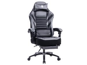 Killabee Big and Tall Massage Memory Foam Gaming Chair - Adjustable Tilt, Back Angle and Flip-Up Arms, High-Back Leather Racing Executive Computer Desk Office Chair, Metal Base