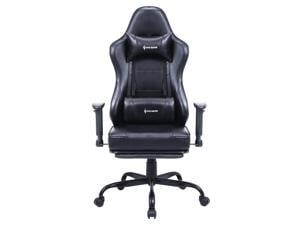 VON RACER Massage Gaming Chair - High Back Racing PC Computer Desk Office Chair Swivel Ergonomic Executive Leather Chair with Footrest and Adjustable Armrests(Black)