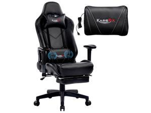 Kasorix Gaming Chair Ergonomic Chair 300lb Computer Chair with Massage Lumbar Support,PU Leather High Back Racing Office Desk Computer Chairs with Headrest(Black)