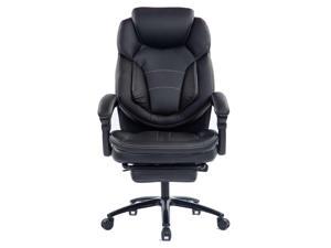 Kasorix Big and Tall Office Chair Executive Desk Chair with Extra Wide Seat,High Back Ergonomic Leather Computer Chair with Tilt Rock&Tension, Padded Armrests and Footrest(Black)