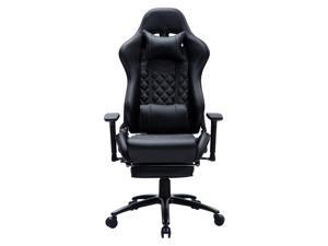 FANTASYLAB Massage 350lbs Gaming Chair Computer Chair With Footrest,Thickened Seat Cushion,3D Adjustable Armrest,Racing Style PU Leather High Back Adjustable Swivel Office Chair with Metal Base