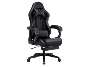FANTASYLAB Massage 350lbs Gaming Chair With Footrest,Thickened Seat Cushion,High Back Racing Computer Chair with Adjustable Linked Armrest, PU Leather Office Chair